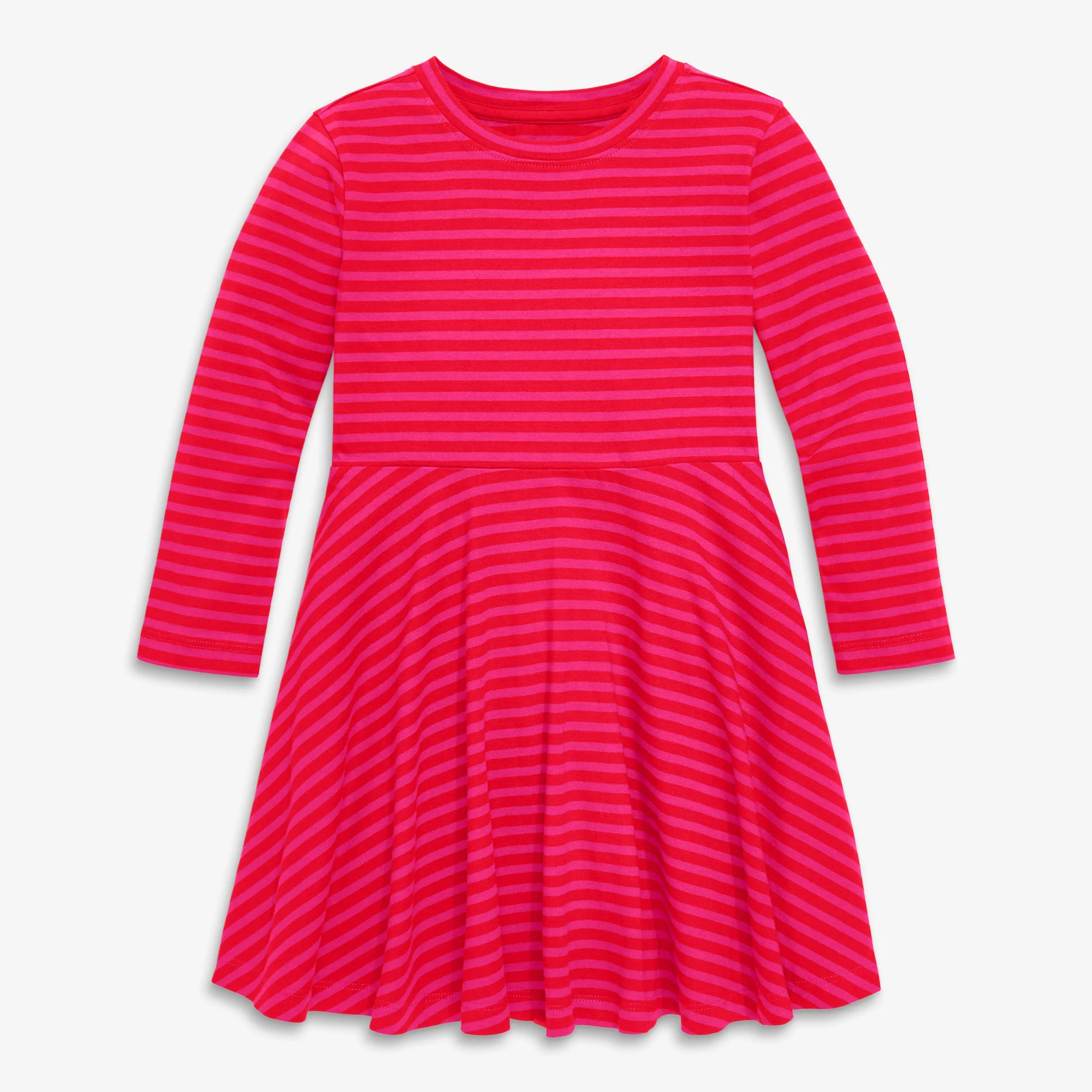 Kids long sleeve twirly dress in mini stripe