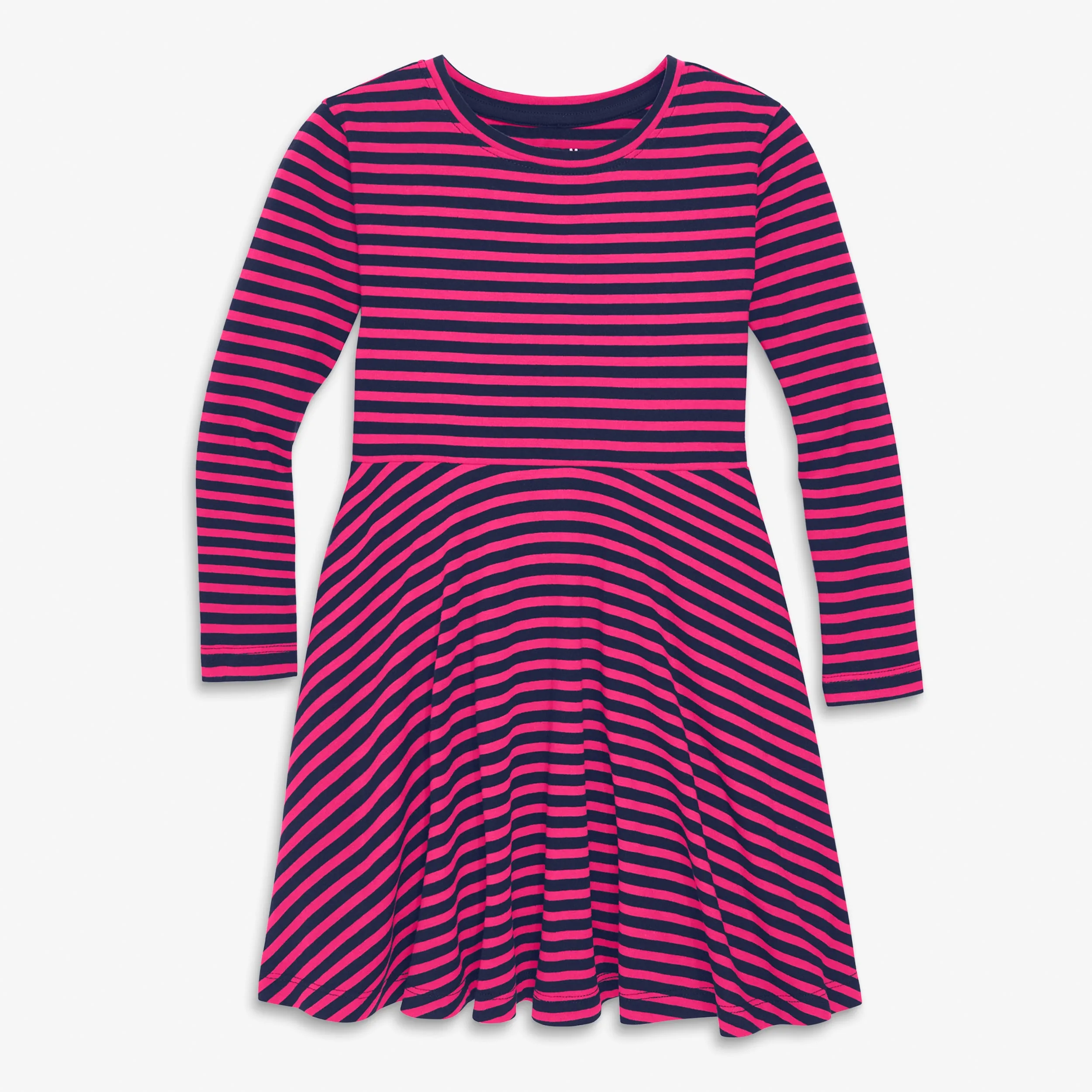 Kids long sleeve twirly dress in mini stripe