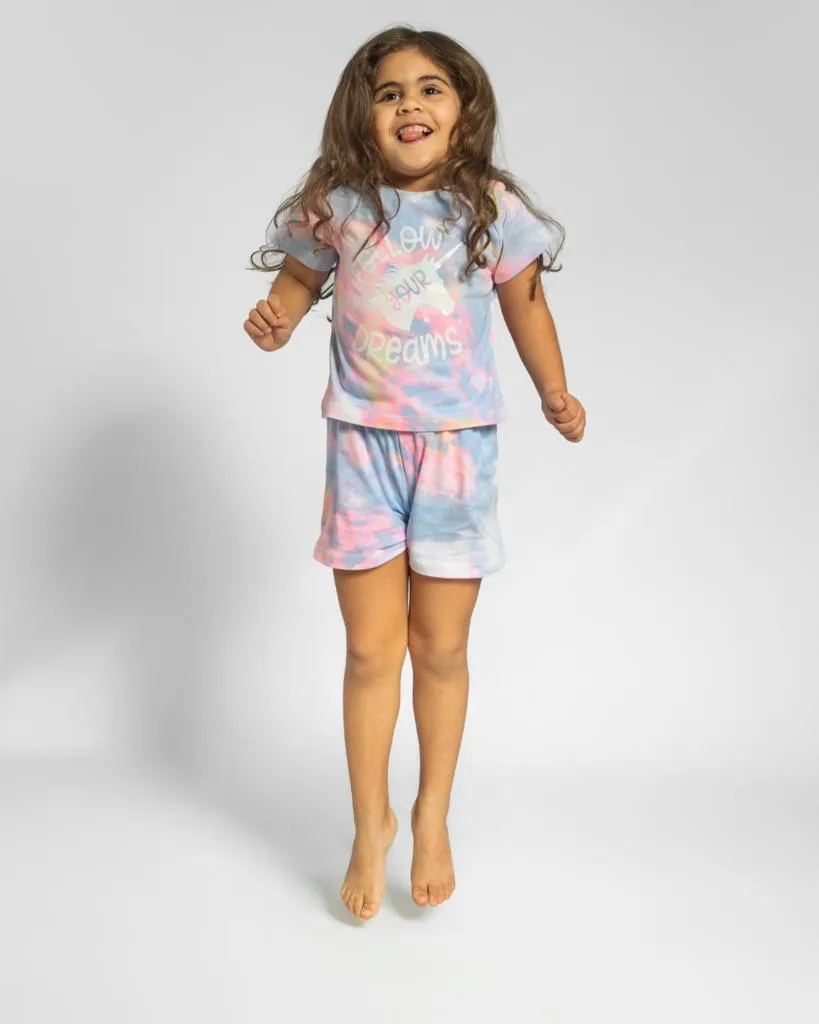 Kids Tie Dye Unicorn Short Pajamas