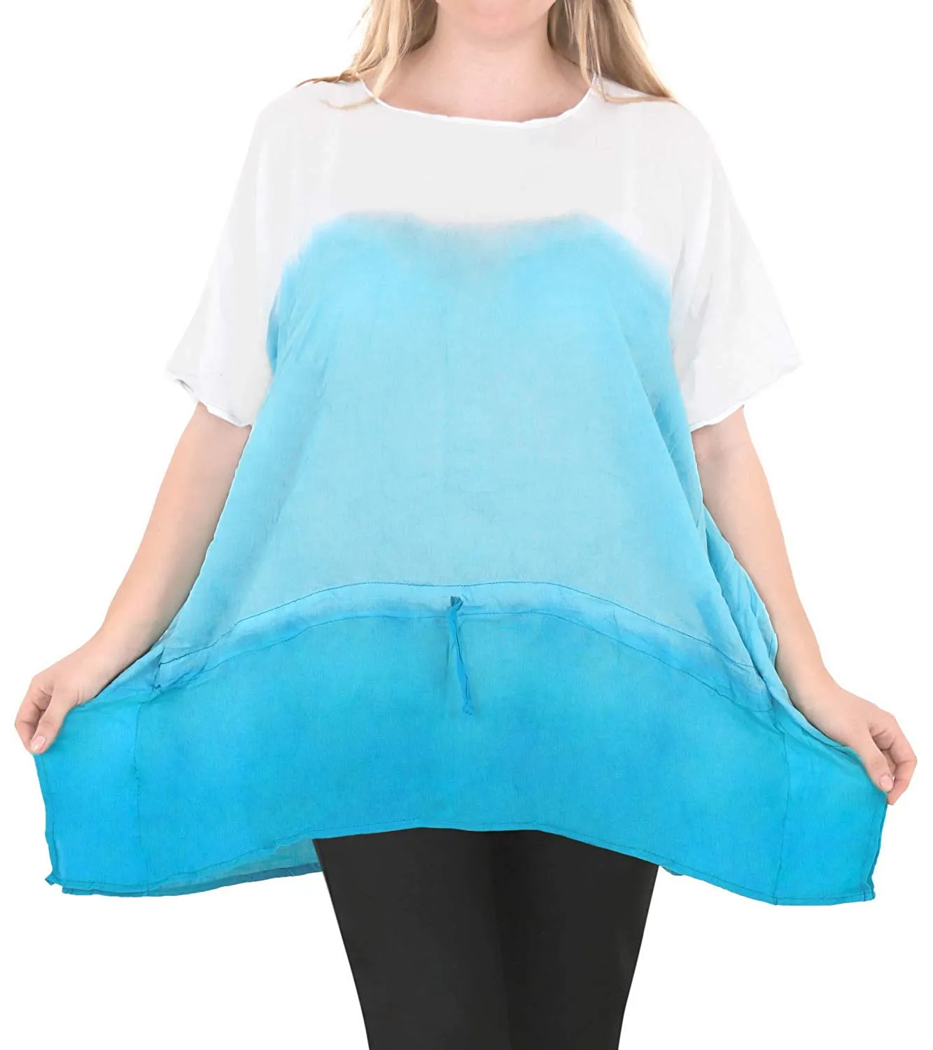 Loose Fit Plus Size Loose Beachwear Casual Blouse Women's Top Blue 14 - 18