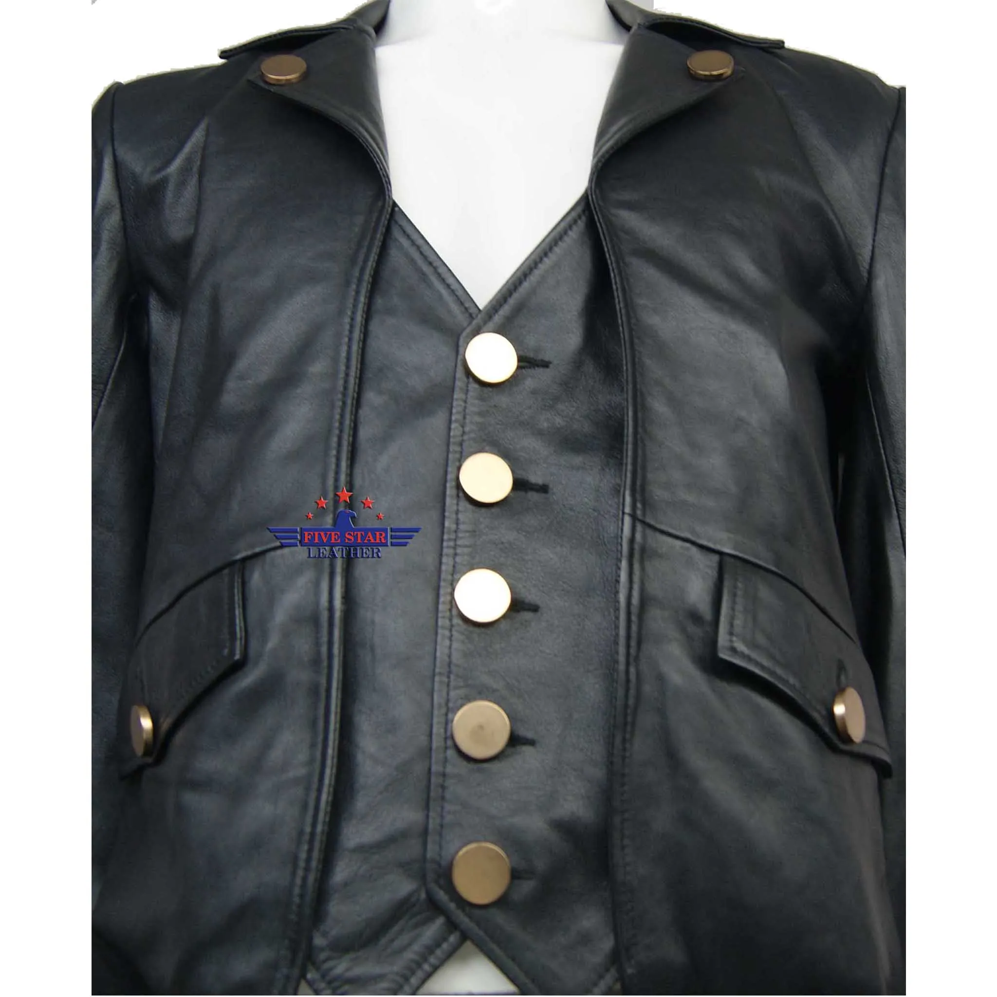 Mans 100% REAL LEATHER Black TAILCOAT Steampunk Jacket Dress Coat GOTHIC