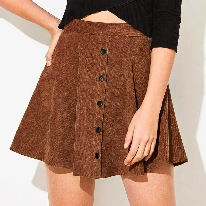 Marilyn Corduroy Button Front Skirt