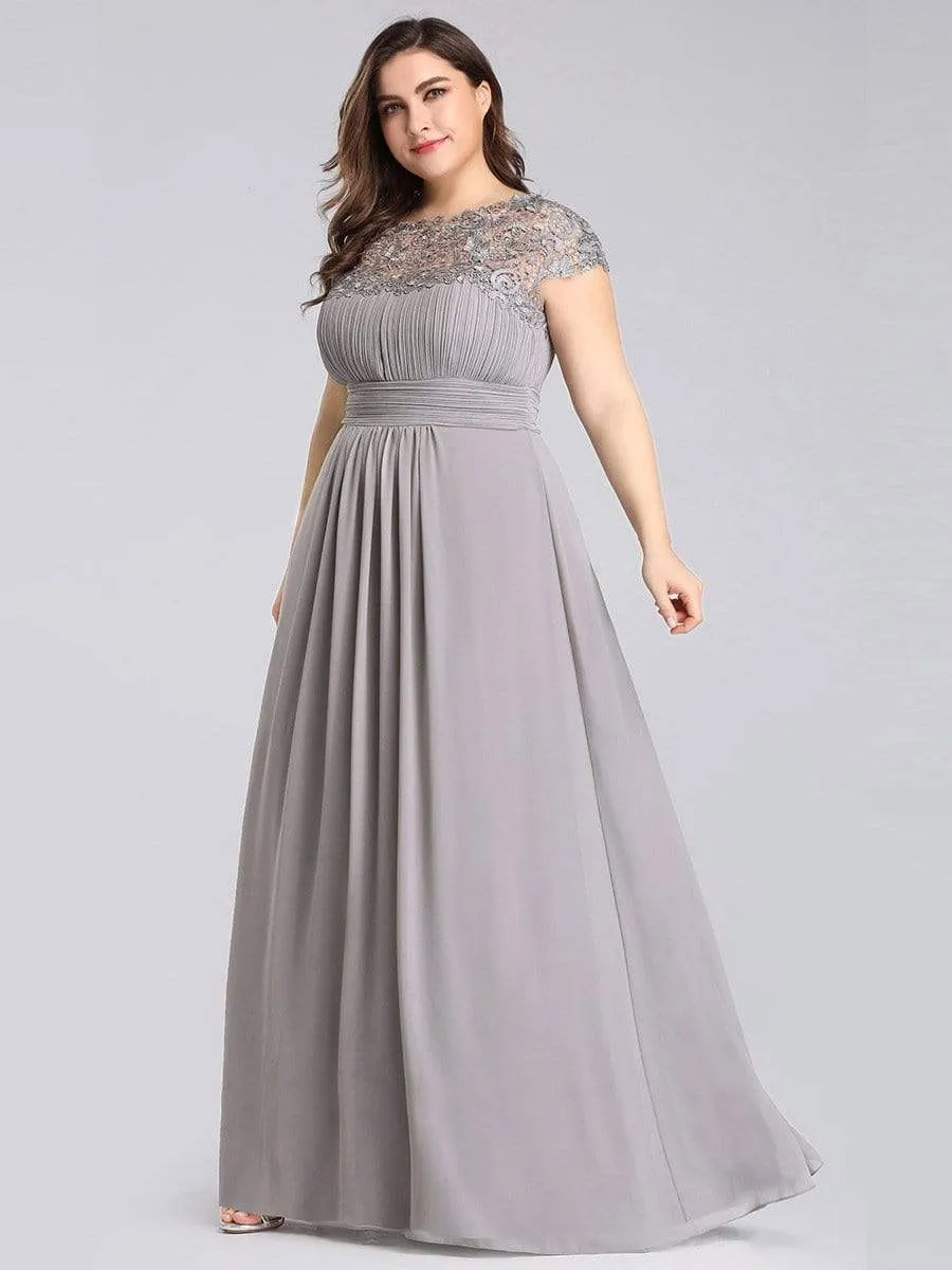 Maxi Long Lace Cap Sleeve Elegant Evening Gowns