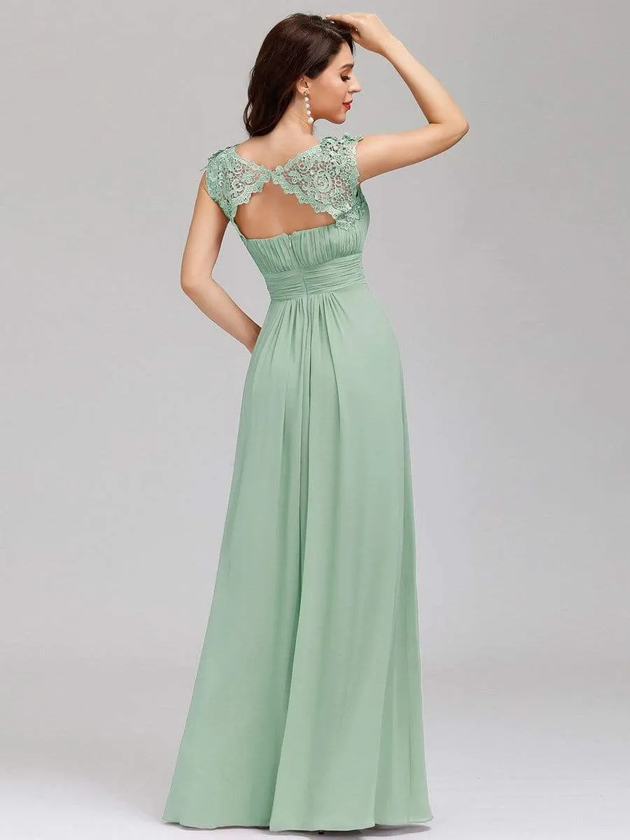 Maxi Long Lace Cap Sleeve Elegant Evening Gowns