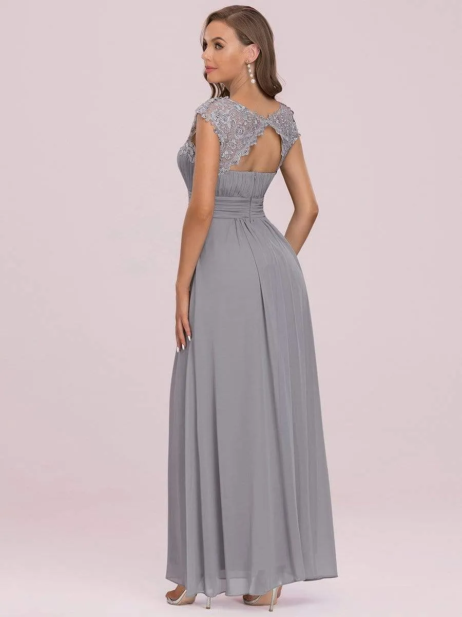 Maxi Long Lace Cap Sleeve Elegant Evening Gowns