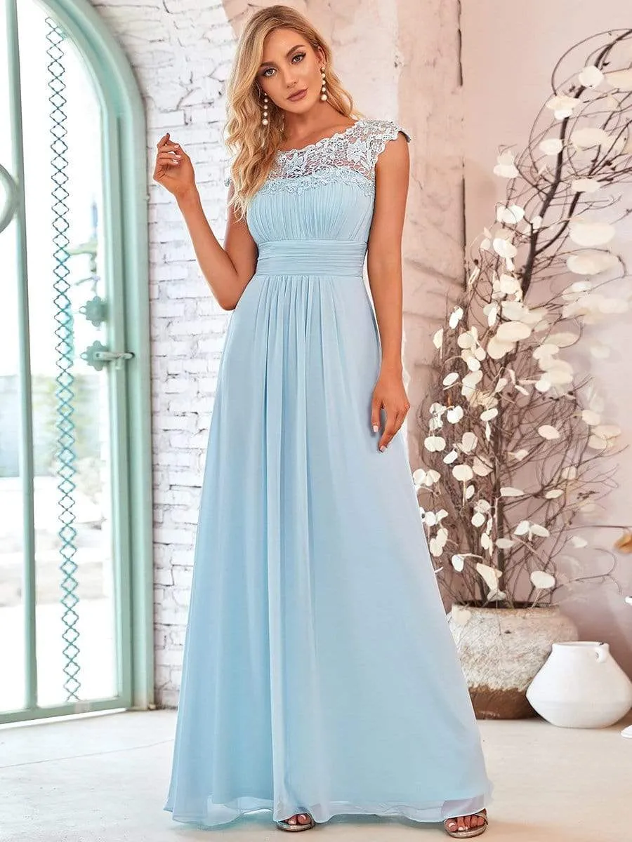 Maxi Long Lace Cap Sleeve Elegant Evening Gowns