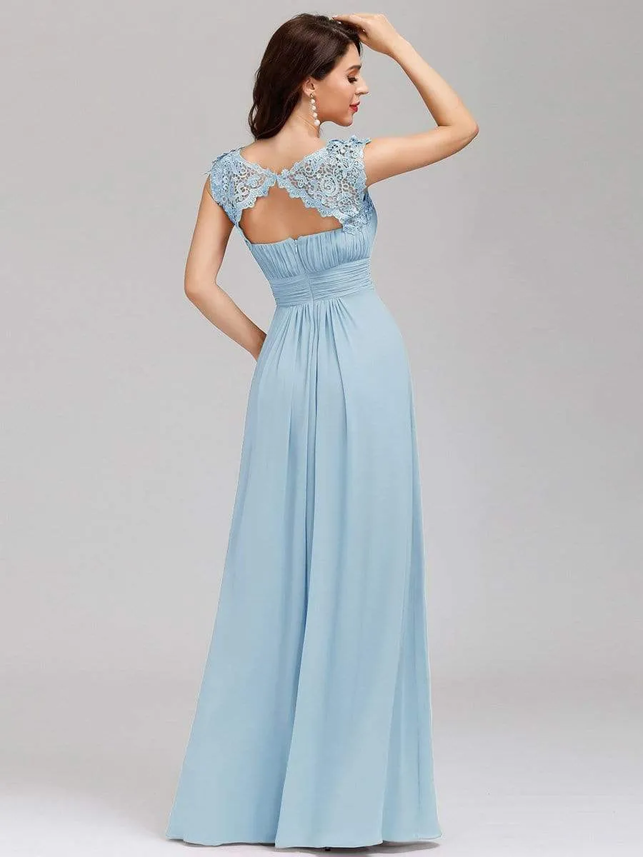 Maxi Long Lace Cap Sleeve Elegant Evening Gowns