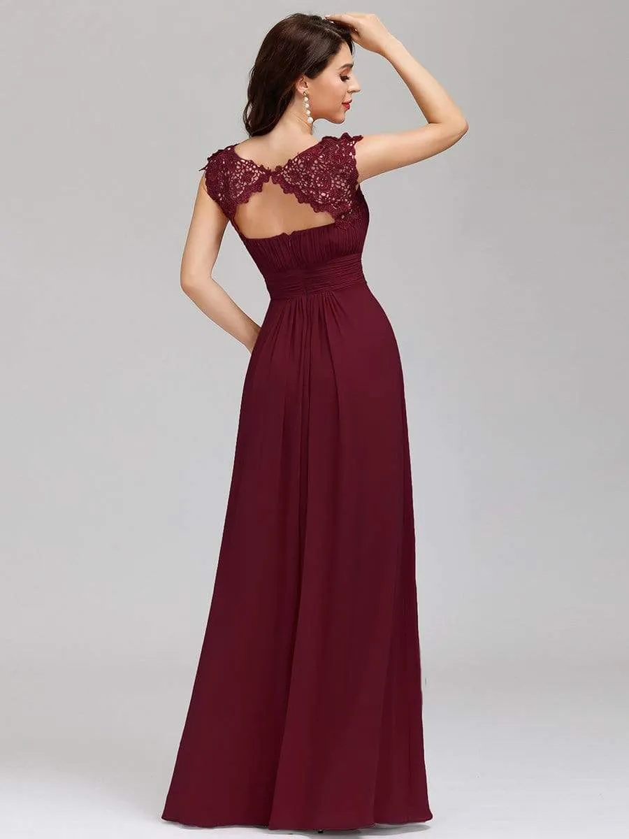 Maxi Long Lace Cap Sleeve Elegant Evening Gowns