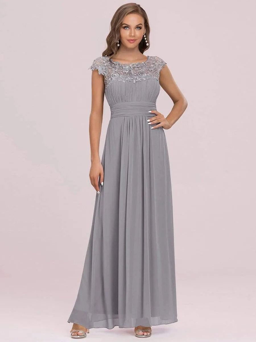 Maxi Long Lace Cap Sleeve Elegant Evening Gowns