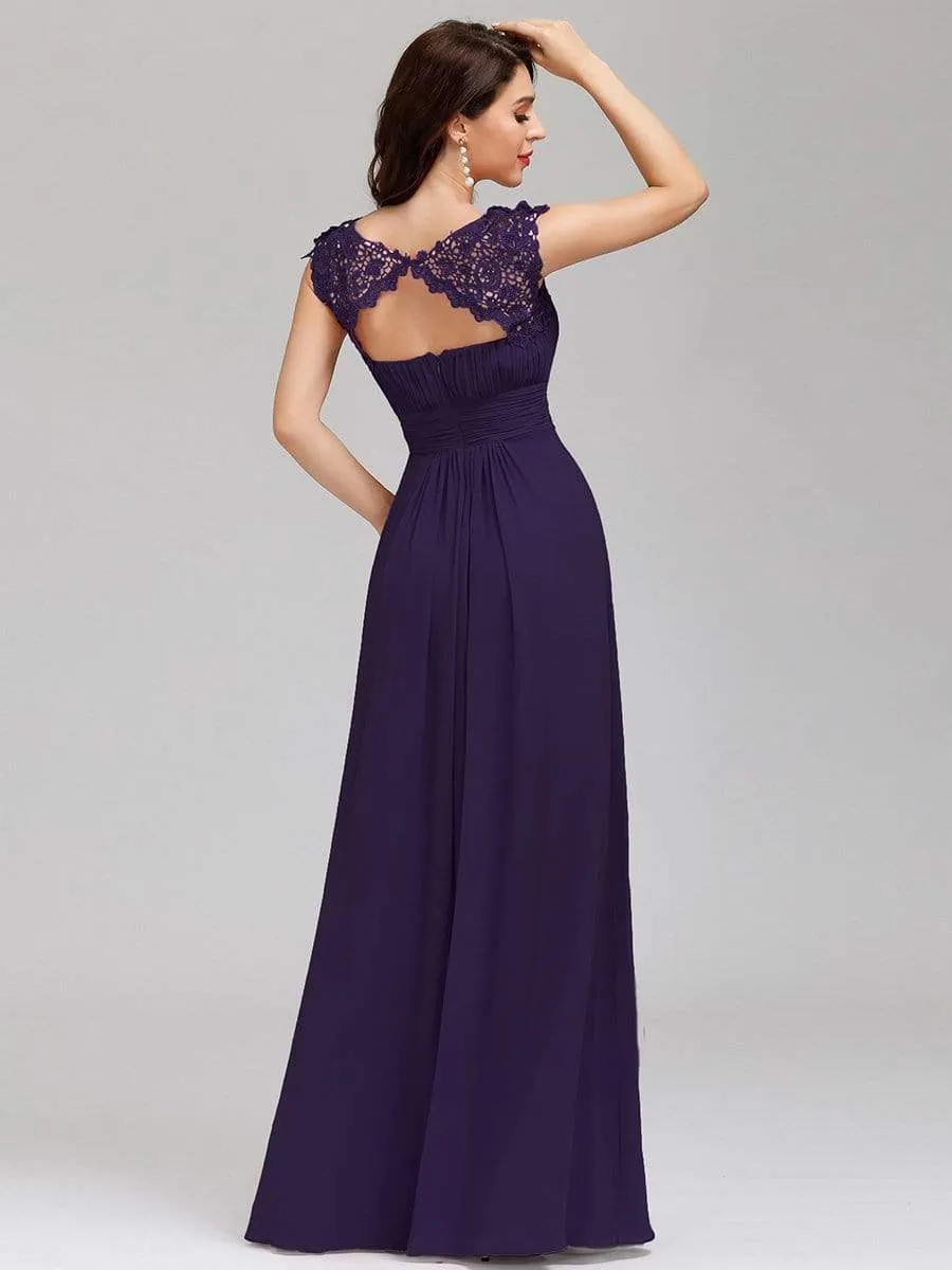 Maxi Long Lace Cap Sleeve Elegant Evening Gowns