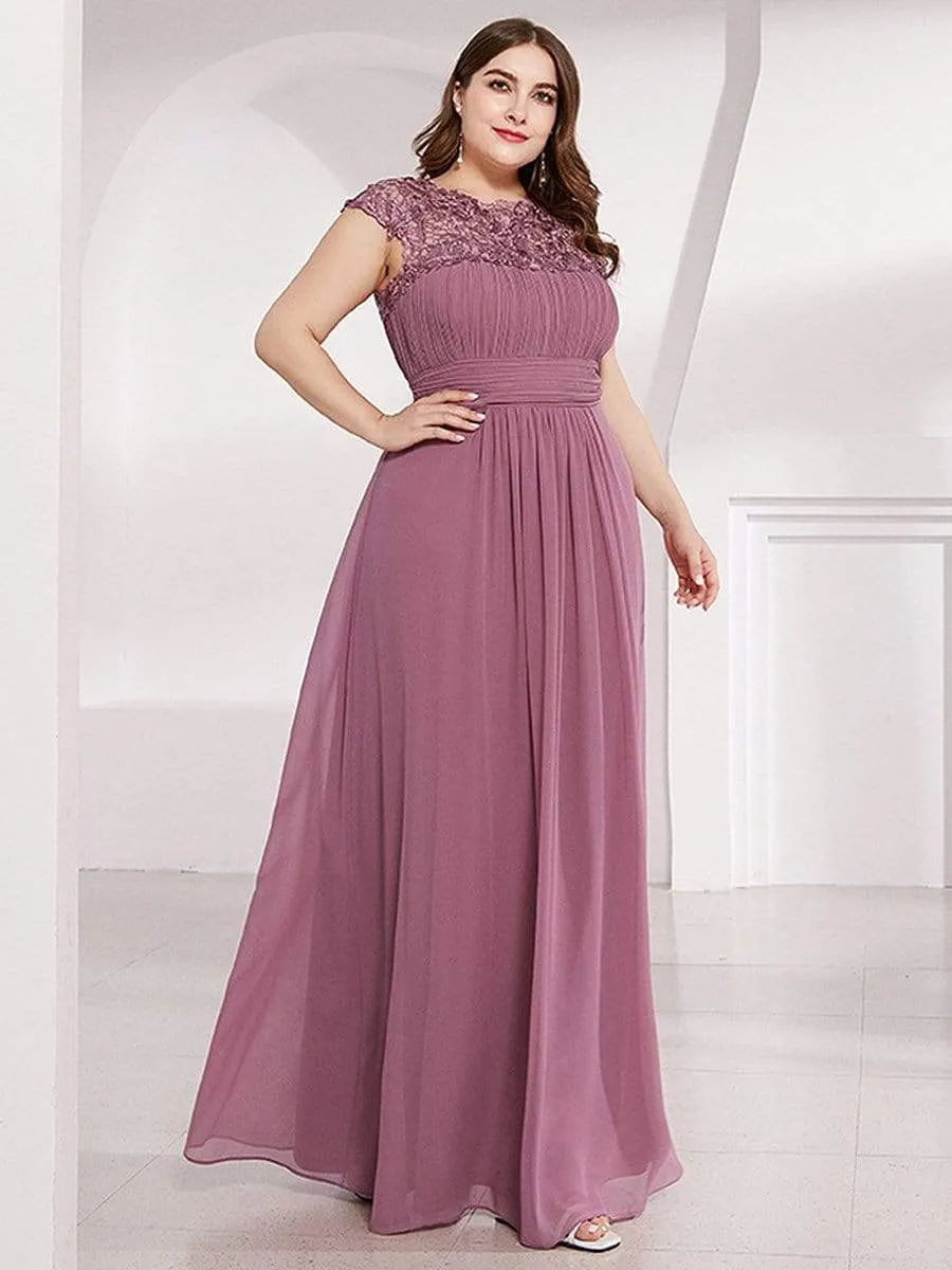 Maxi Long Lace Cap Sleeve Elegant Evening Gowns