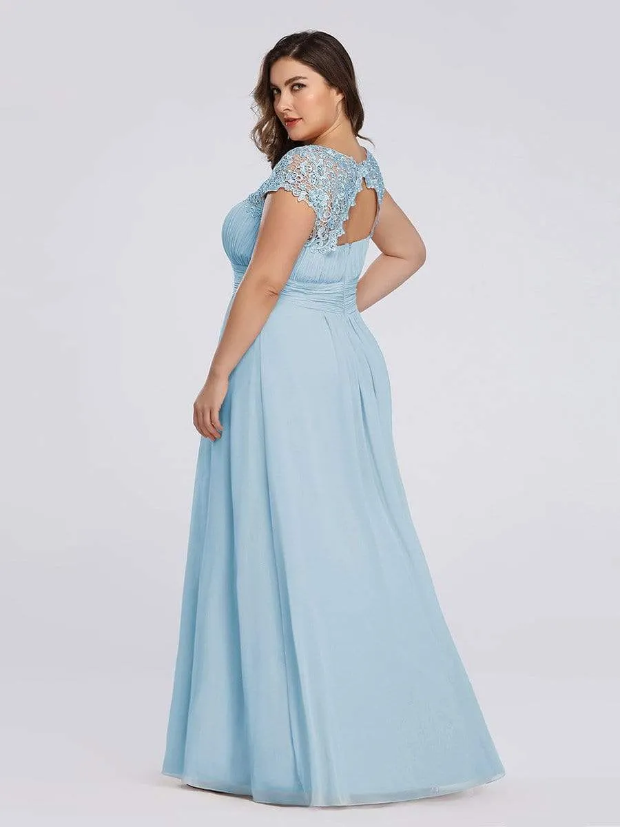 Maxi Long Lace Cap Sleeve Elegant Evening Gowns