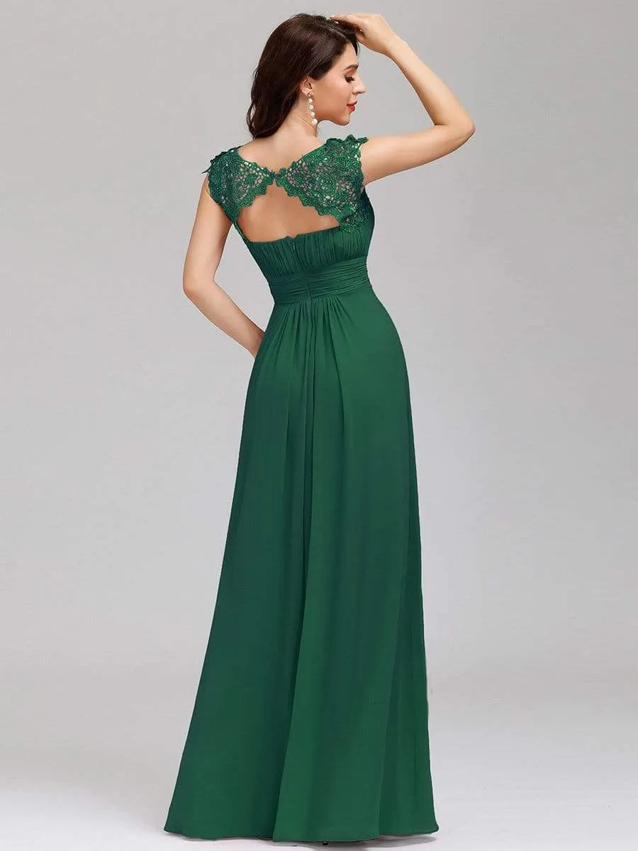 Maxi Long Lace Cap Sleeve Elegant Evening Gowns