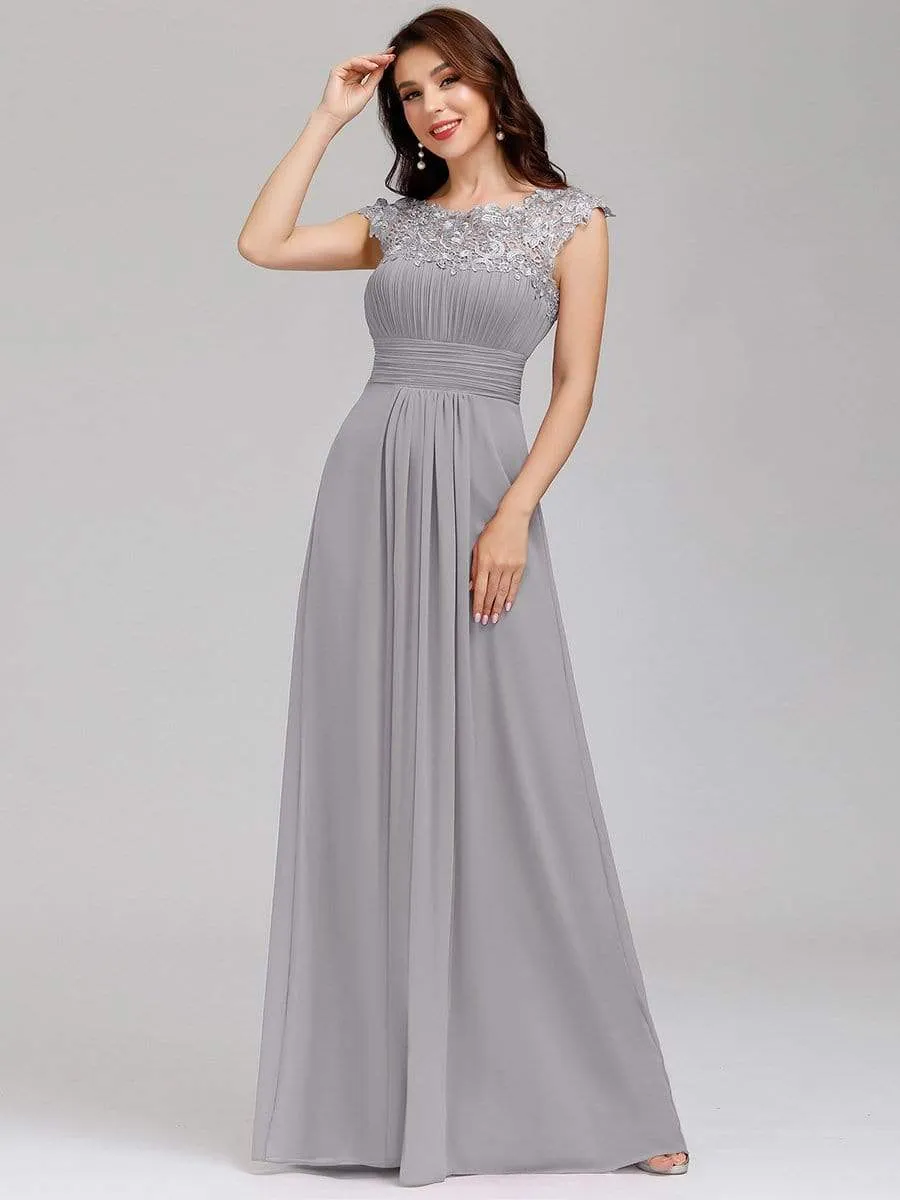 Maxi Long Lace Cap Sleeve Elegant Evening Gowns