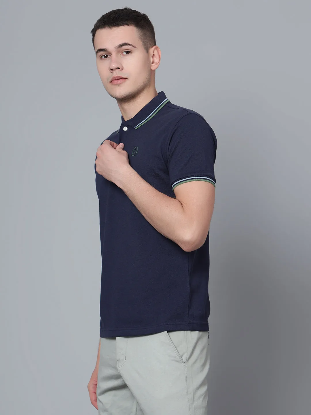 Men Dark Blue Polo T-Shirt