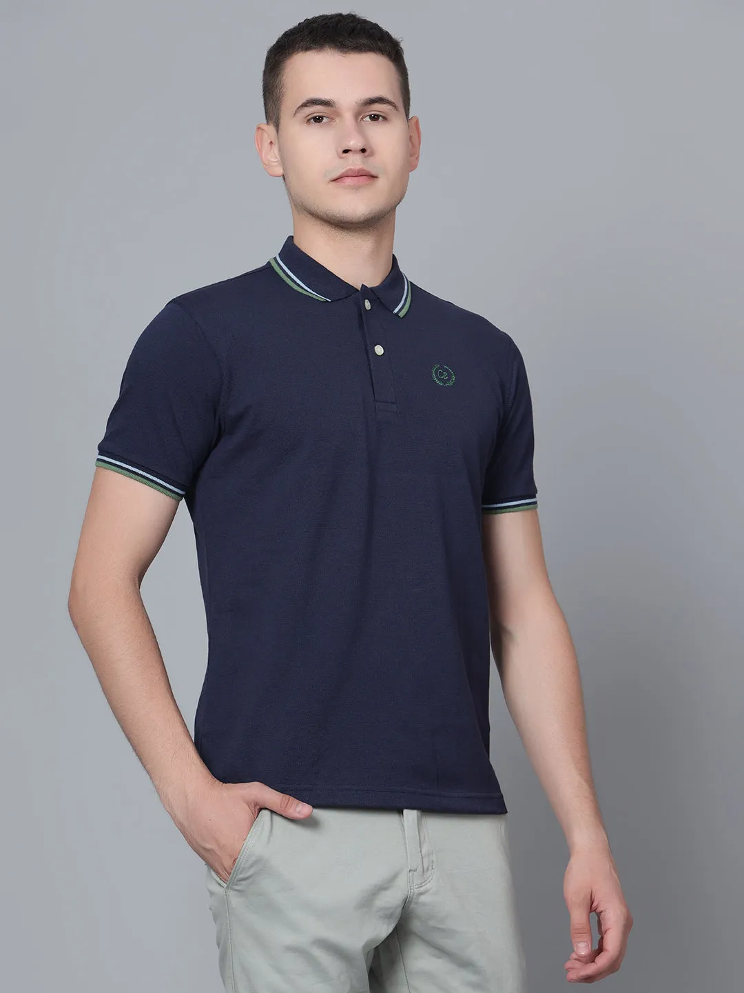 Men Dark Blue Polo T-Shirt