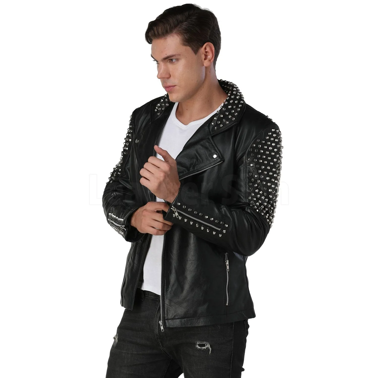 Men’s Black Spike Leather Jacket