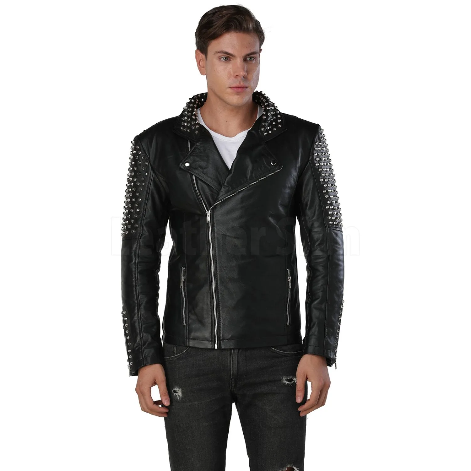 Men’s Black Spike Leather Jacket