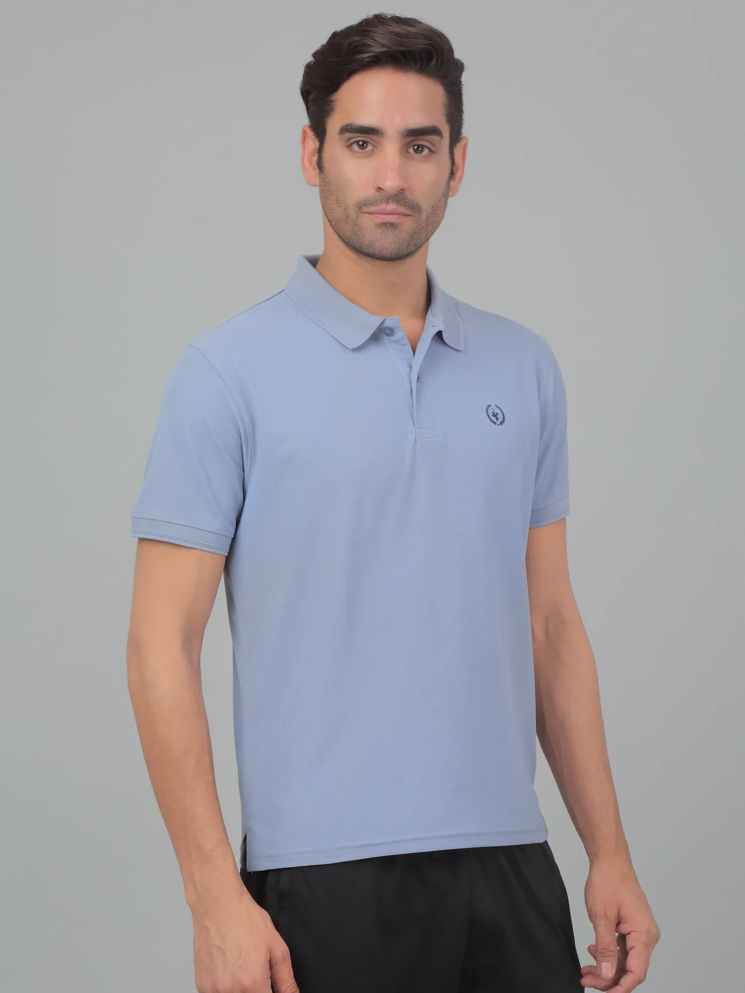 Men's Blue  Polo neck Half Sleeve T-Shirt