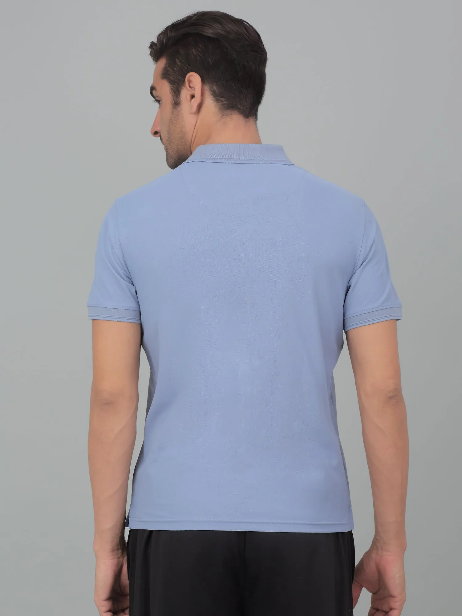 Men's Blue  Polo neck Half Sleeve T-Shirt