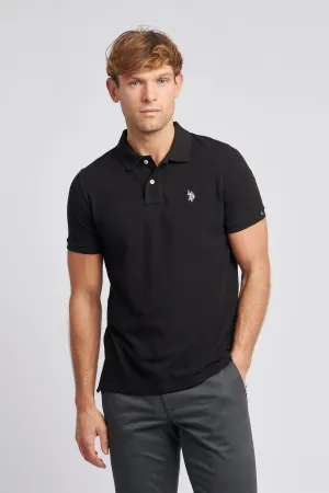 Mens Pique Polo Shirt in Black Bright White DHM