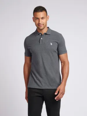 Mens Pique Polo Shirt in Charcoal Marl