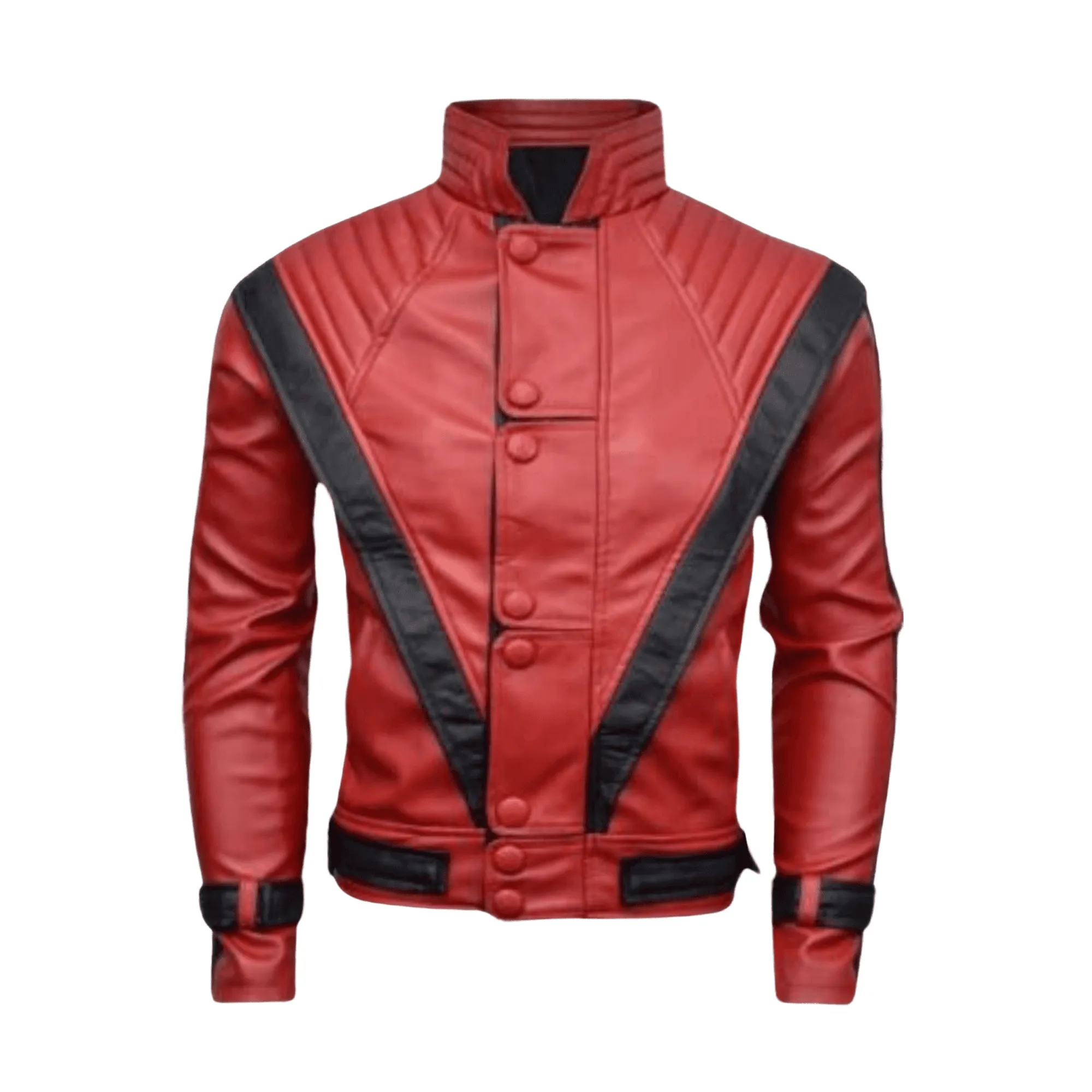 Mens Red and Black Leather Thriller Jacket