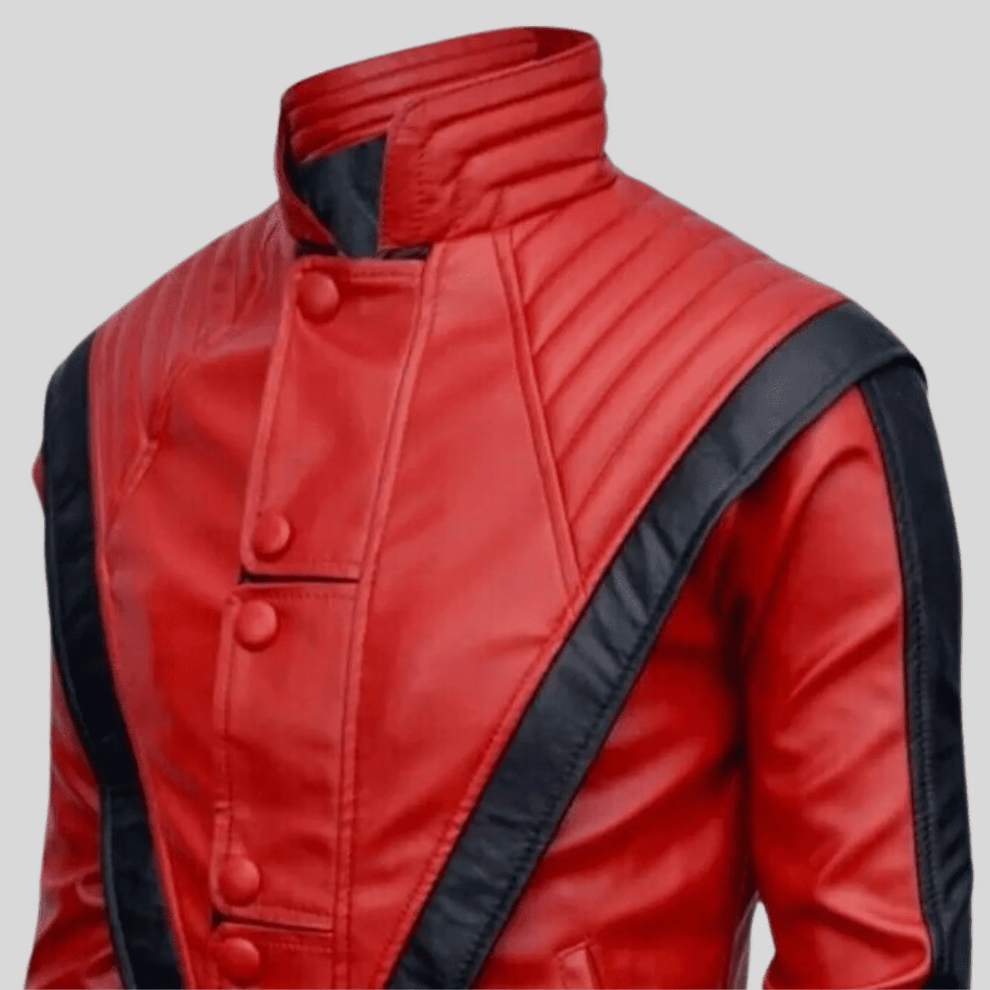 Mens Red and Black Leather Thriller Jacket