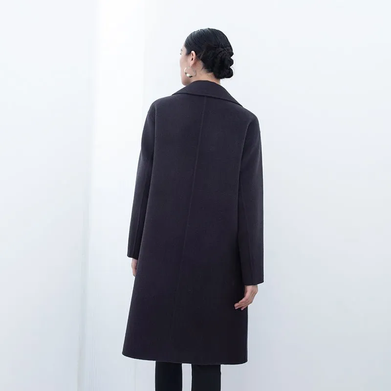 Midnight Grey Double-Faced Long Wool Camel Coats