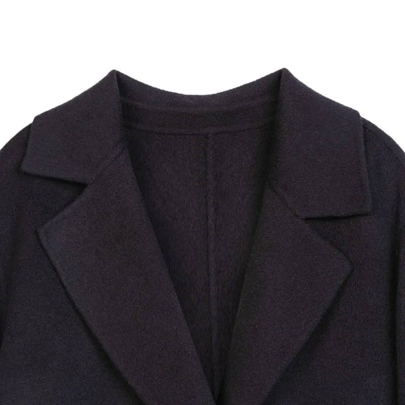 Midnight Grey Double-Faced Long Wool Camel Coats