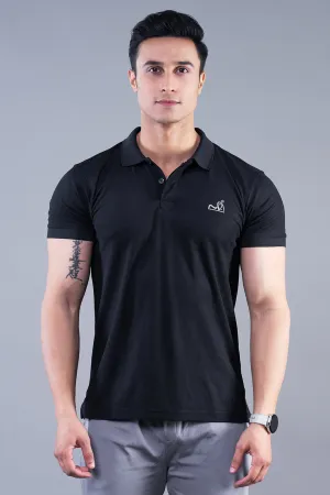 MINIMAL BUZZ CLASSIC POLO T-SHIRTS - BLACK