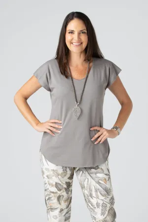 Mocha Short Sleeve Cotton Sports Knit Top