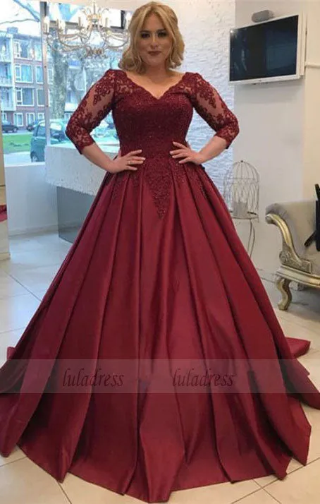 Modest Prom Dresses With 3/4 Sleeves,Elegant Wedding Gowns,Ball Gowns Wedding Dress,Plus Size Wedding Dress