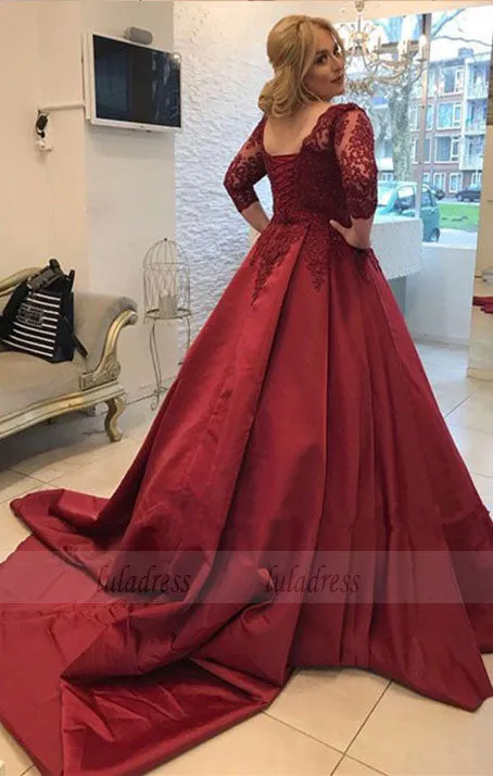 Modest Prom Dresses With 3/4 Sleeves,Elegant Wedding Gowns,Ball Gowns Wedding Dress,Plus Size Wedding Dress