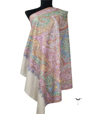 multi-coloured embroidery pashmina shawl 7916