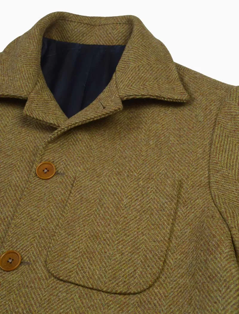 Mustard Herringbone Wool Overcoat