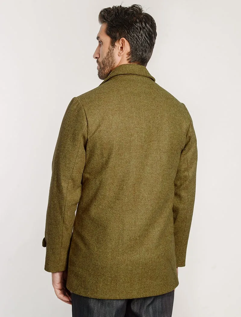 Mustard Herringbone Wool Overcoat