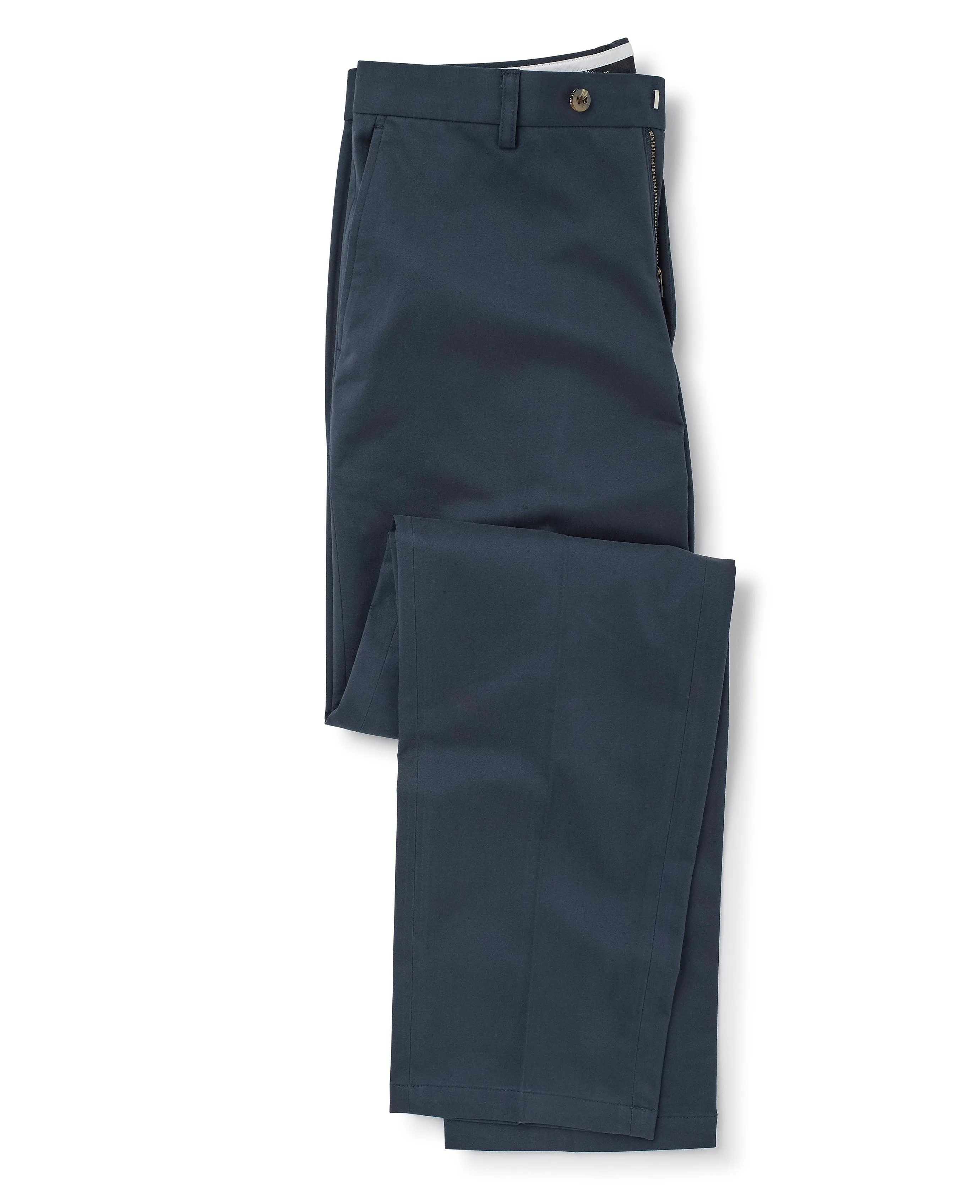 Navy Stretch Cotton Classic Fit Flat Front Chinos