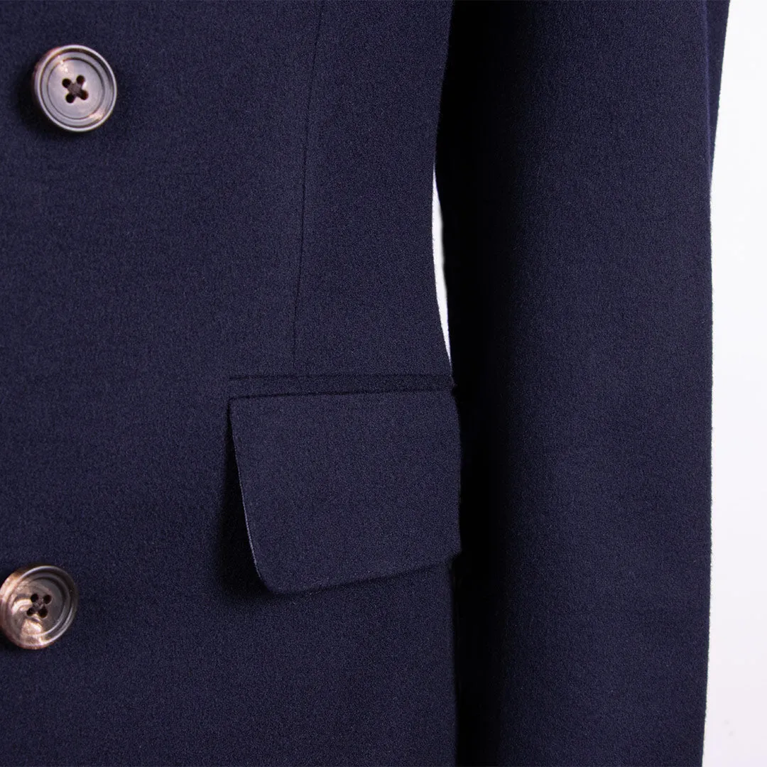 Navy Wool & Cashmere Double-Breasted Jacket