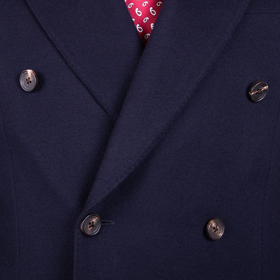 Navy Wool & Cashmere Double-Breasted Jacket