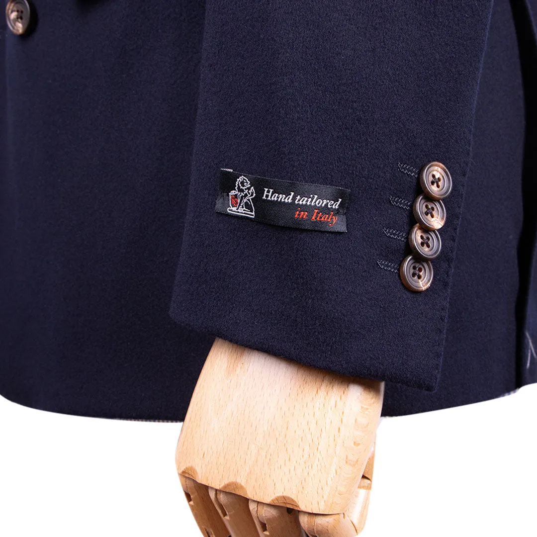 Navy Wool & Cashmere Double-Breasted Jacket