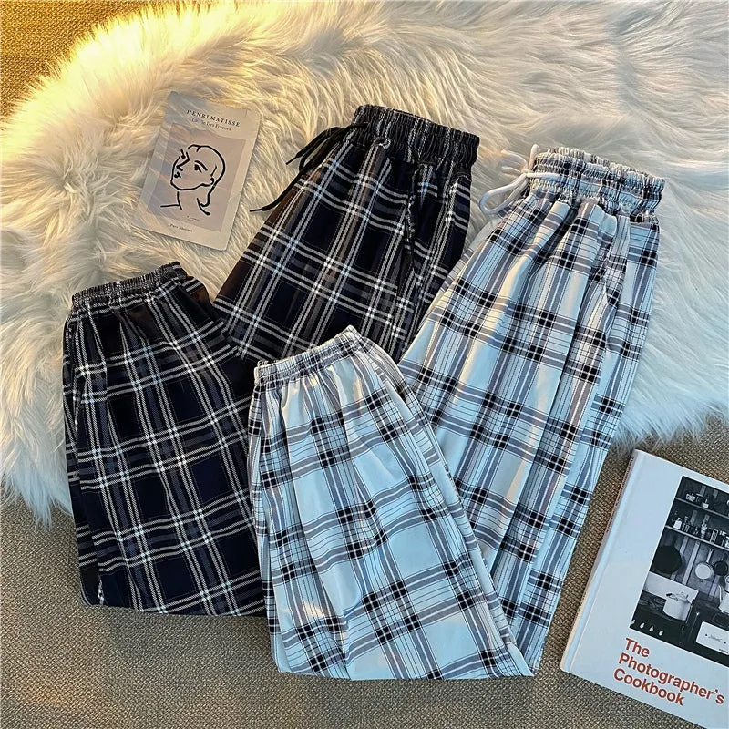 Pants Women New Bunch Of Feet Fashion Plus Size Black Plaid Summer