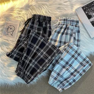 Pants Women New Bunch Of Feet Fashion Plus Size Black Plaid Summer