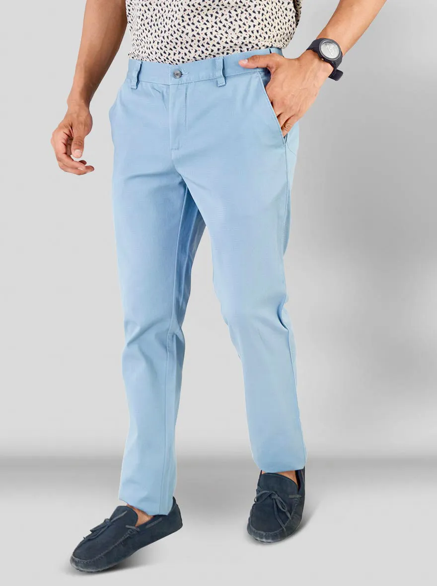 Parisian Blue Self Textured Super Slim Fit Chinos | Greenfibre