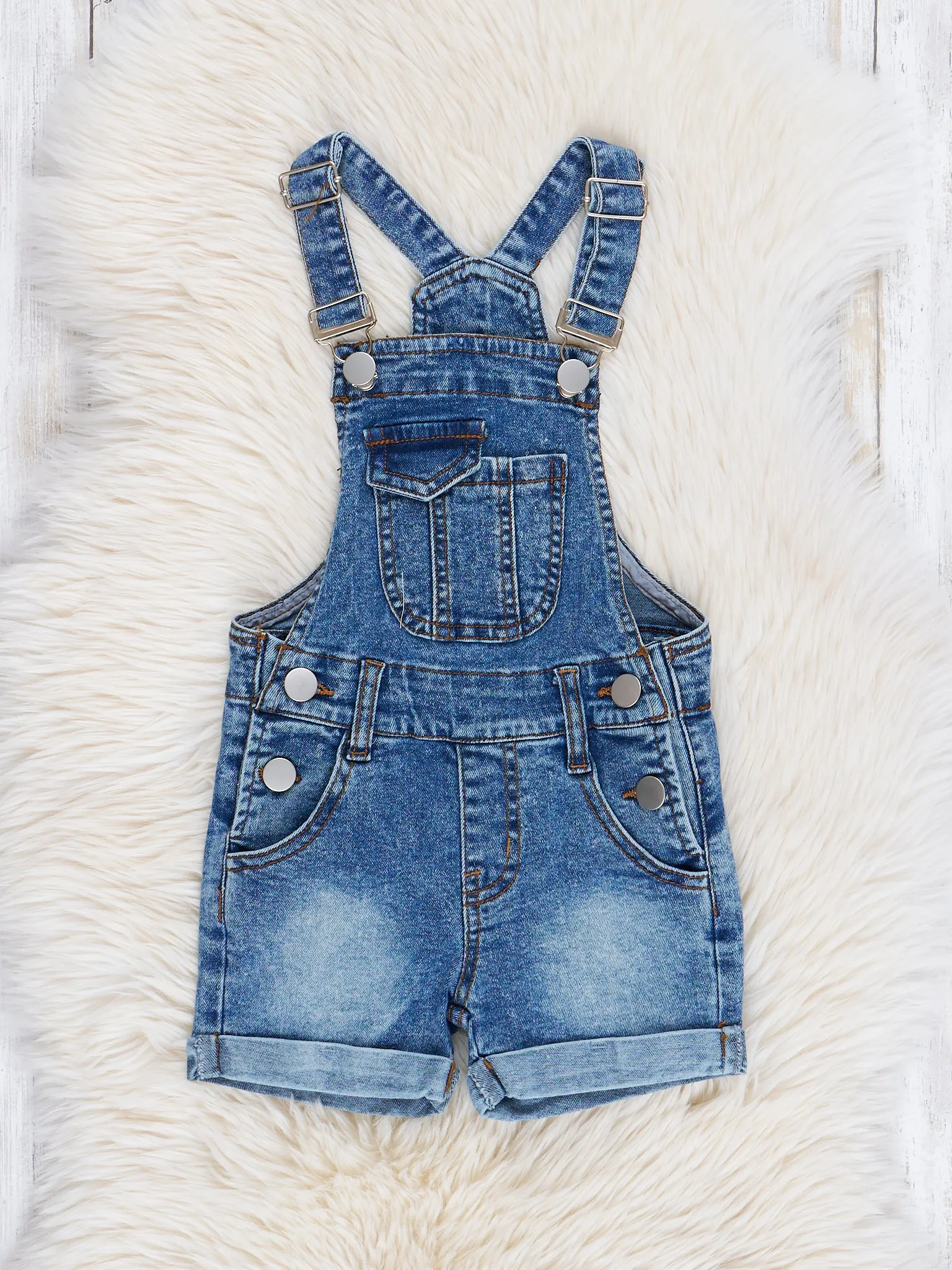 Pink Bunny Ruffle Top & Denim Overall Set