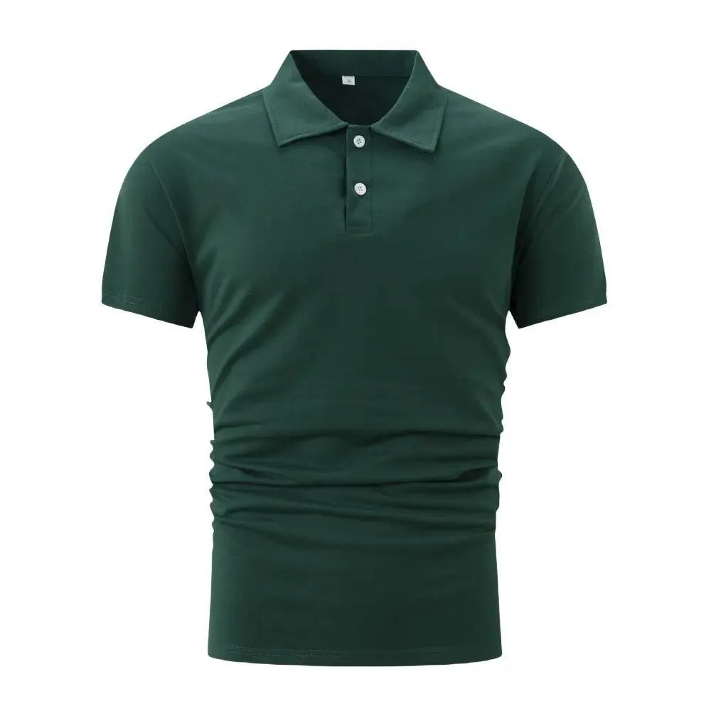 Polo T-shirts for Men Solid Color Button Lapel Button Top, short sleeved