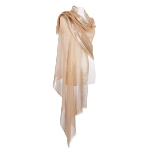 Silver Bordered Cashmere Pashmina Stole Gold