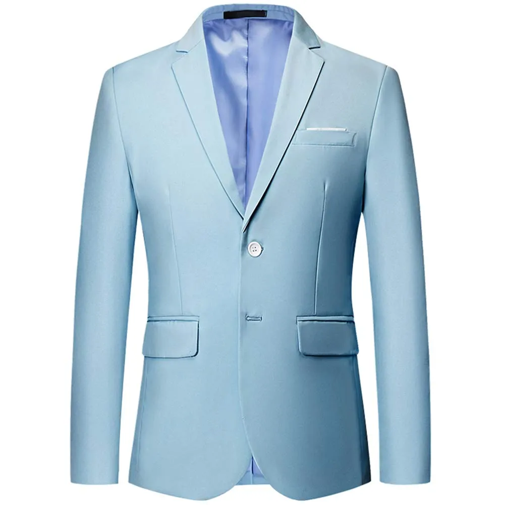 Slim Fit Two-Button Notched Lapel Casual Suit Jacket Blazer