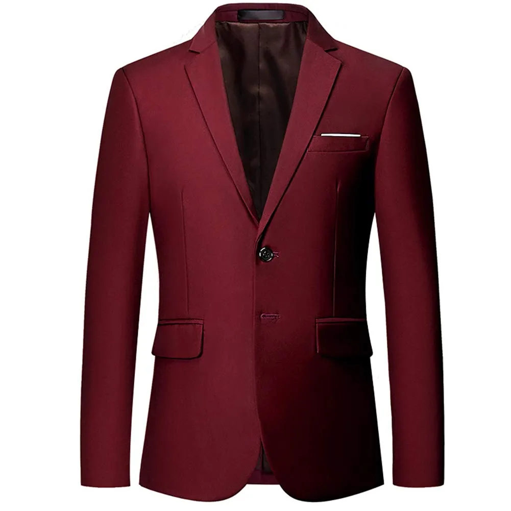 Slim Fit Two-Button Notched Lapel Casual Suit Jacket Blazer