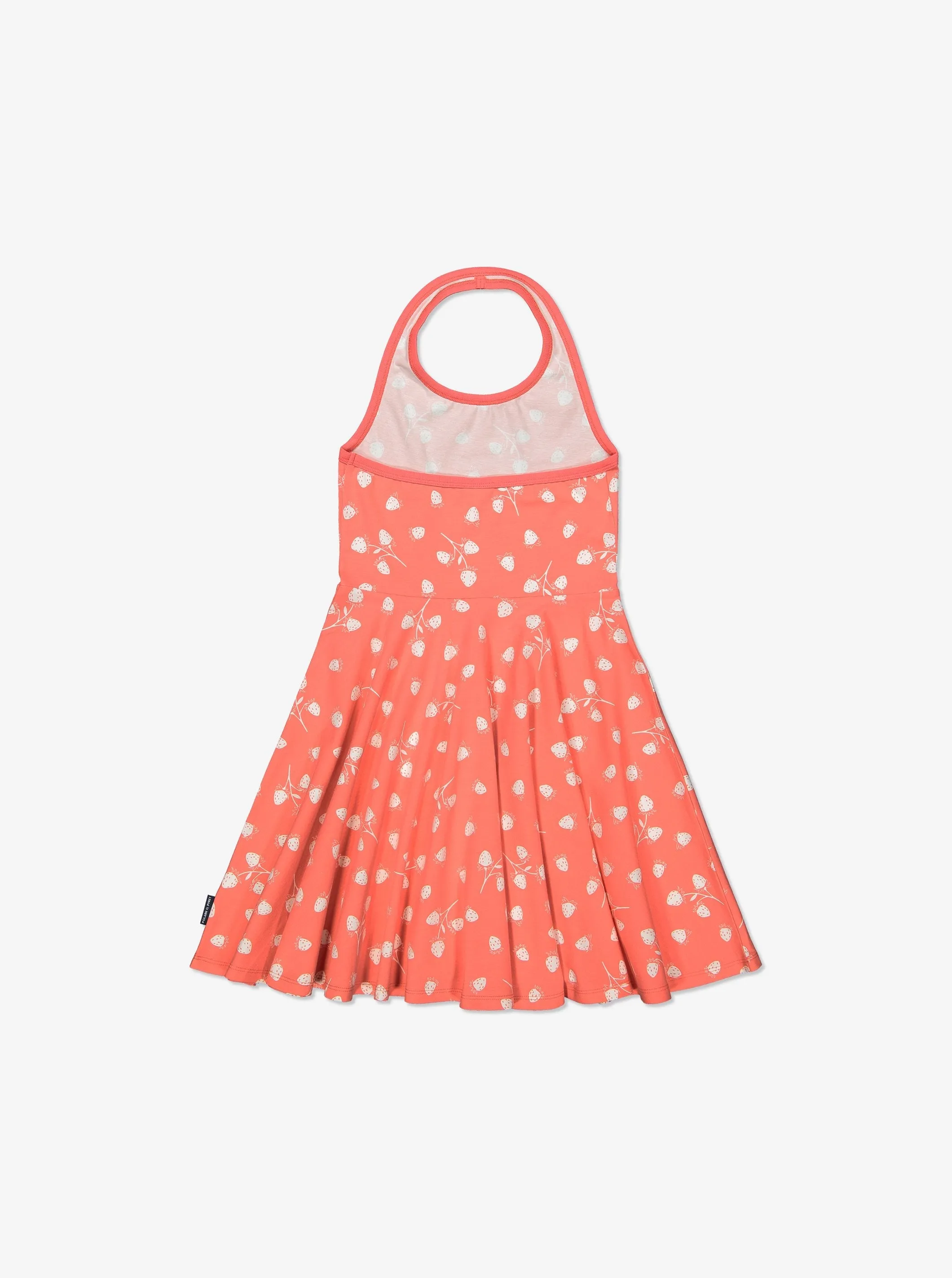 Strawberry Print Halter Neck Kids Dress